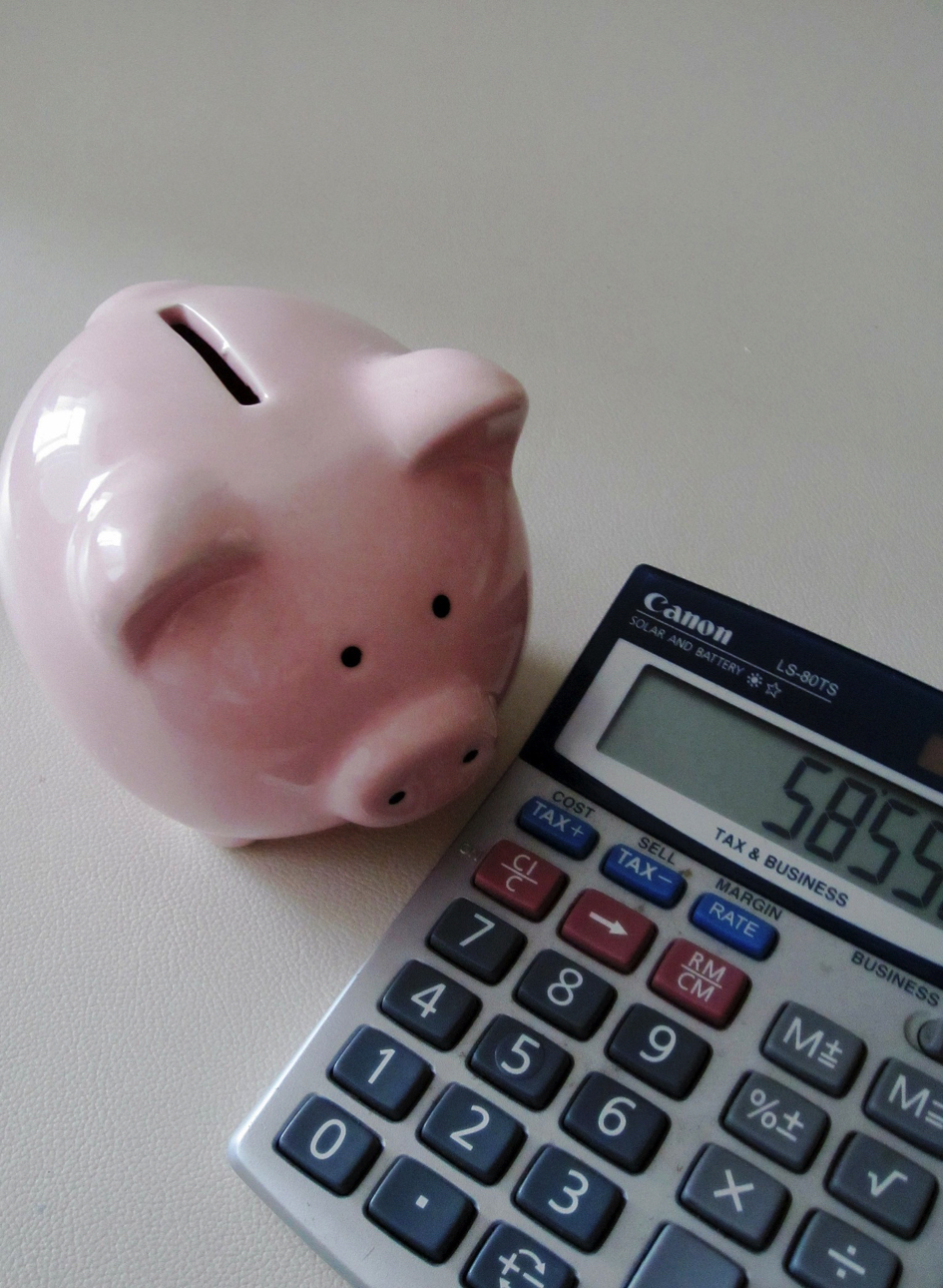 Piggy bank and calculator